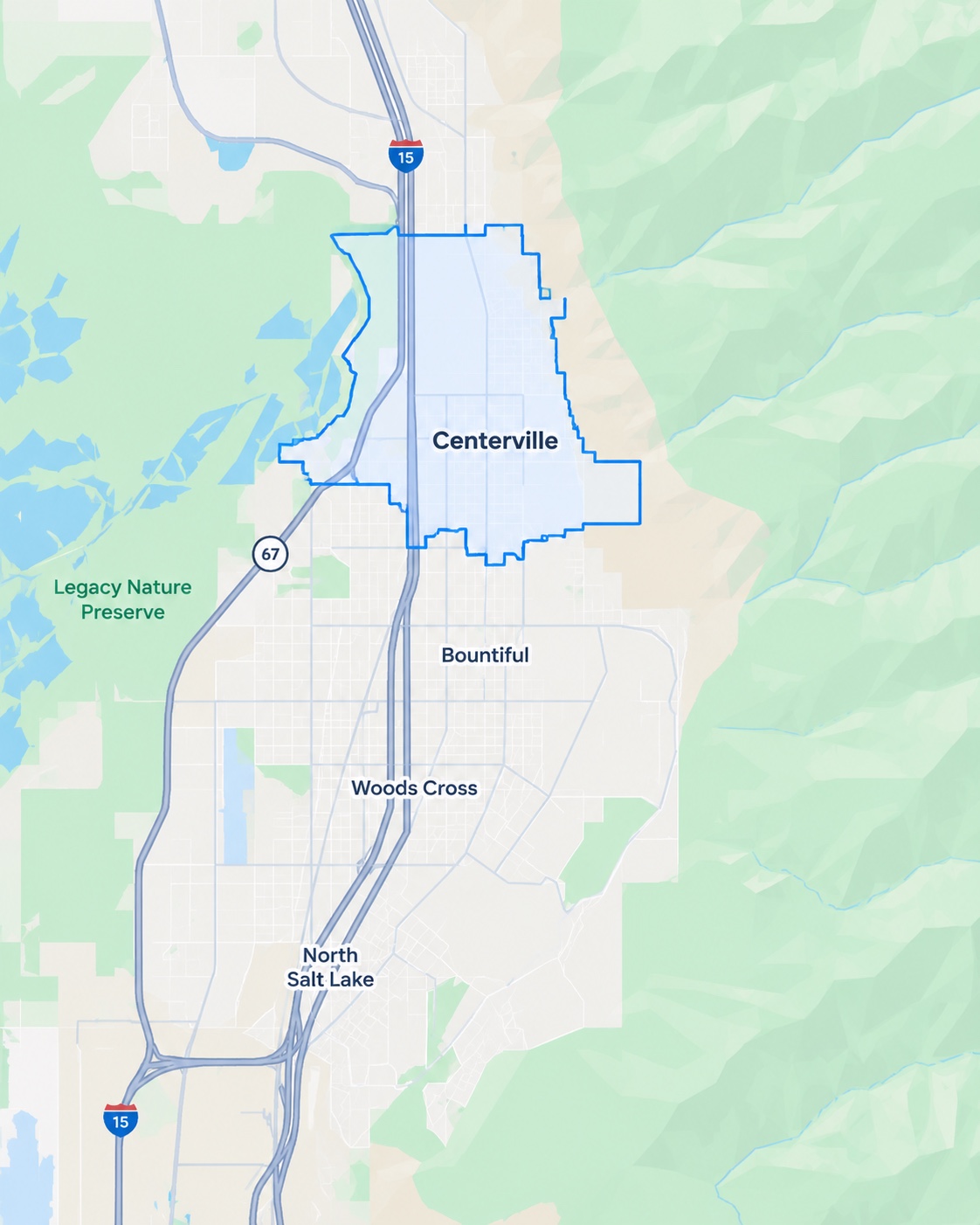 Centerville, Utah service area map