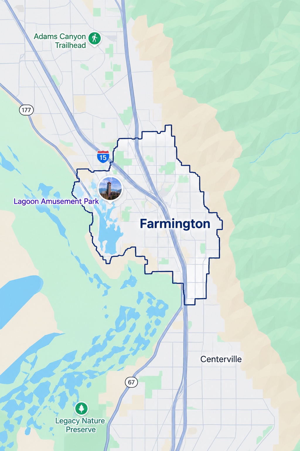 Farmington, Utah service area map