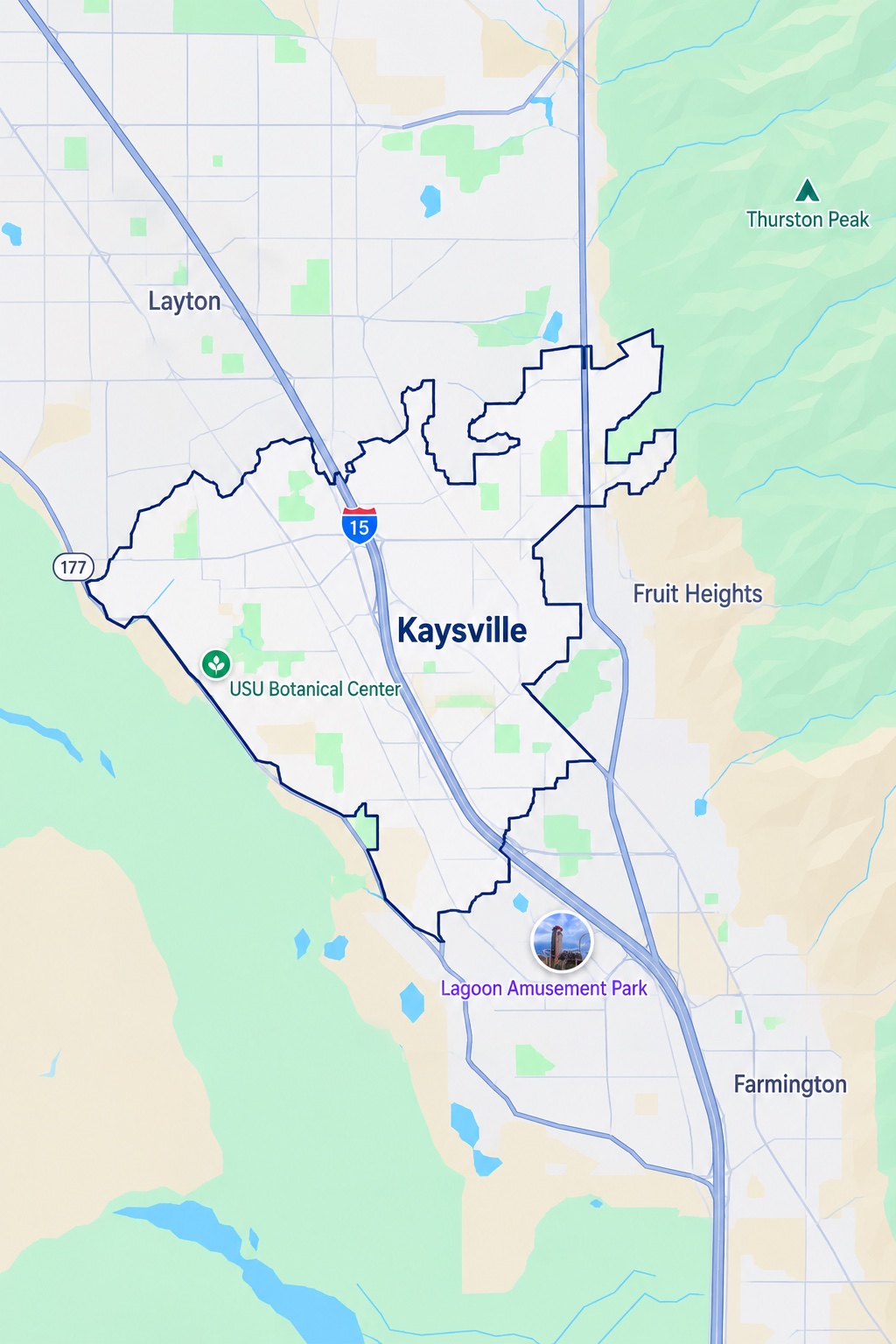 Kaysville, Utah service area map