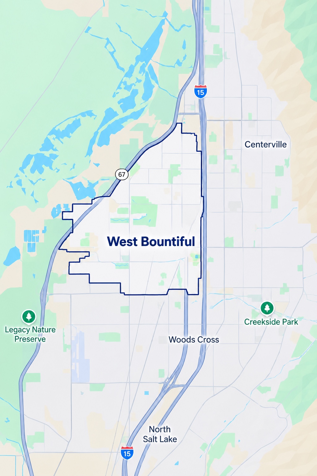 West Bountiful, Utah service area map