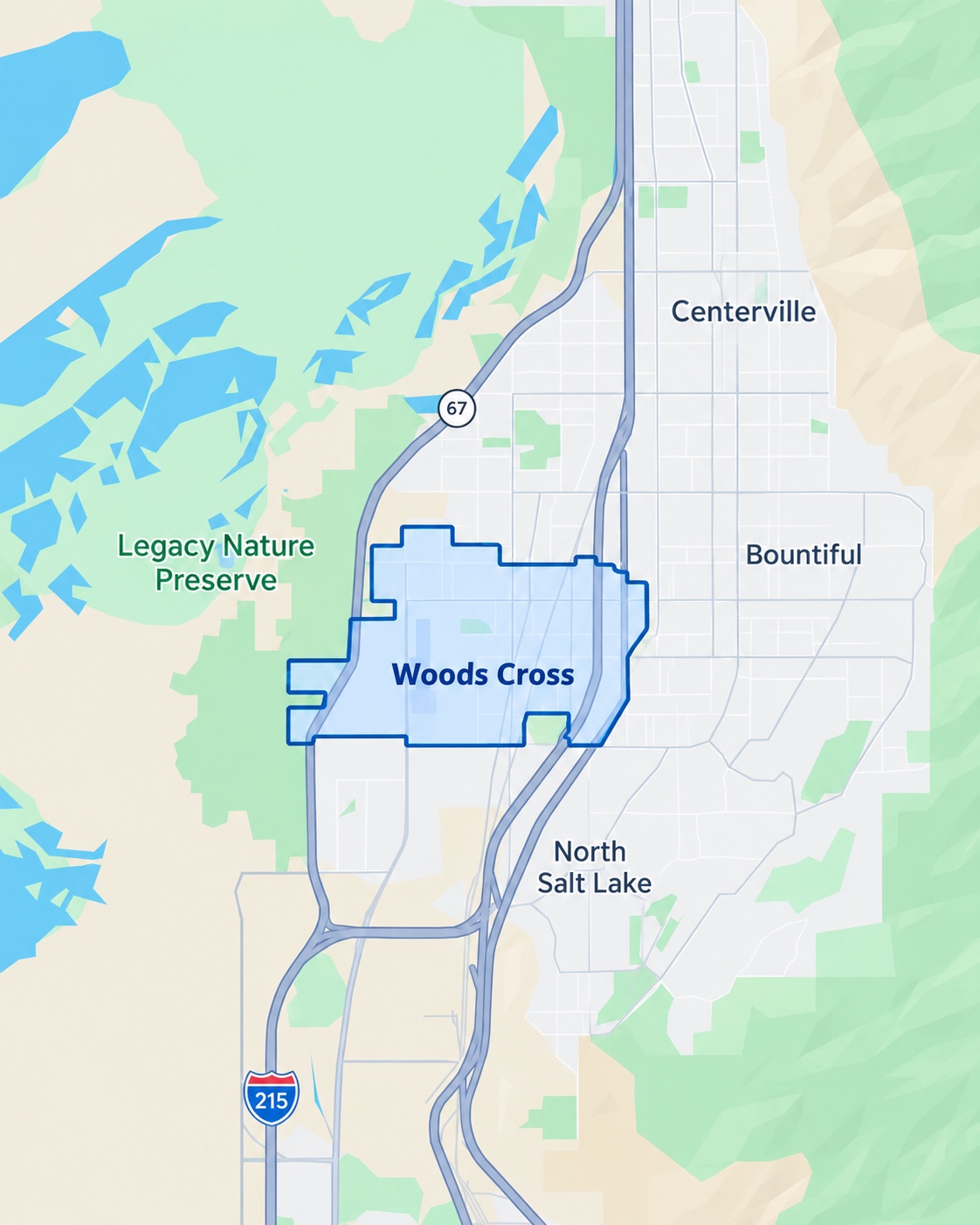 Woods Cross, Utah service area map